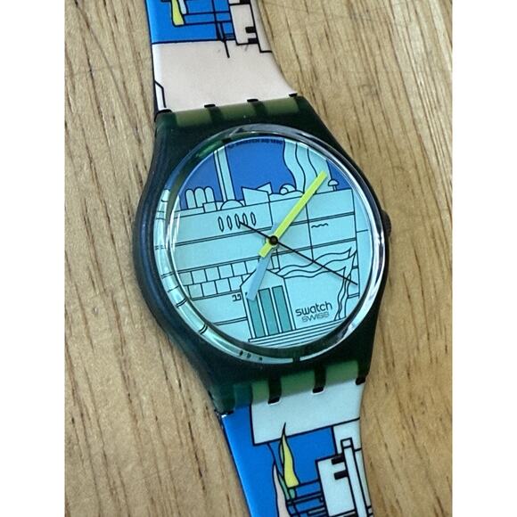 NEW Swatch Watch METROSCAPE‎ with Case & Watch Face Cover 1990 Vintage - Picture 10 of 13